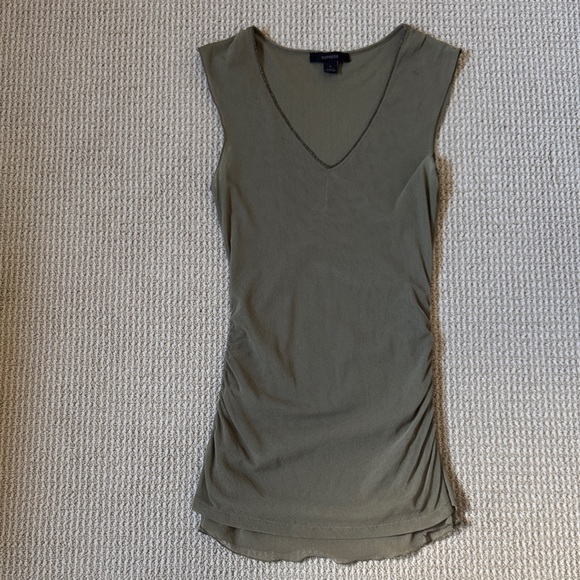 Express Tops - Express Olive V-Neck Sheer Tank Top